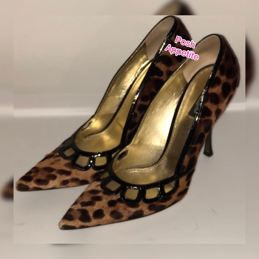 Dolce & Gabbana leopard print pony hair heels